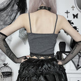 Spice Girl Lace Splicing Suspenders Dark Wind Personality Moth Printing Shows Thin Temperament-Outfit