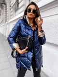 Winter Jacket Women Solid Color Casuald Outerwear Women's Casual Loose Parkas Coat Cotton Padded Quilted Stand Collar