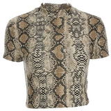 Sexy Crop Top Women Snake Print Tank Top Slim Primer High Collar Vest Harajuku Crop Tank Top T Shirt Femme Girls Camis Tops-Outfit