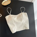 Women Faux Leather Strap Tops Elastic Ruched Lace Splice PU Leather Y2K Tops Summer Sexy Off Shoulder Short
