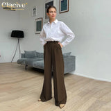 Fashion Pink Office Women'S Pants 2022 Elegant Loose Pleated Pants