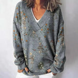 Christmas Abstract 3D Print Big V-Neck Long-Sleeved