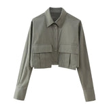 New Women's ZAPOLO Collar Pocket Coated Short