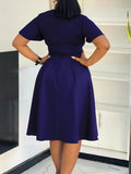 Women's 2025 Summer Fashion Temperament Solid Color Bonded Short Sleeves Grand