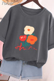 100% Cotton L-5XL T Shirt Plus Size Tshirt Short Sleeve Women Top Summer Cartoon Print Couple O Neck Oversized T
