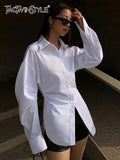 White Slim Shirt For Women Lapel Long Sleeve Solid Minimalist Button Through Blouse Female Spring Clothing 2022