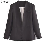 ZBZA 2023 Woman Vintage Green Yellow Loose Blazer Women Spring Elegant Female Streetwear Solid Blazer Women