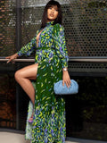 Print Cut Out Chest High Slit Long Maxi