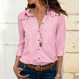 autumn European and American new pure color long sleeved buttons corkscrew chiffon shirt fashion lady chiffon