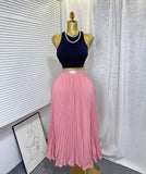 Fashion Folding Wave Half-Dress French Sweet High-Waisted A-Shaped Skirt Mid-Long Folds