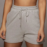 Solid Sportswear 2 Two Piece Sets Women 2021 Crop Top And Drawstring Shorts Matching Suits Summer Athleisure Outfits