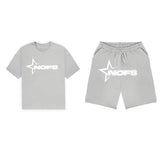 New Men's And Women's Trend Brand Street Hip-Hop Punk Alphabet Printed Leisure Sports Short-Sleeved Shorts Set-Outfit