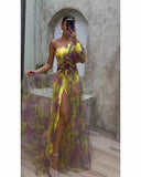 Women's Explosive Flower Slant Shoulders Big Smash Flower High-End