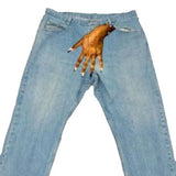 Is Weird, Dark Style, Palm Pattern, Printed Jeans, High Street Trend, Casual Wide-Legged Straight Trousers.-Outfit
