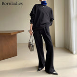 2022 Women Cotton Sweatshirt Suit Oversized Sets Female Stylish O Neck Loose Sweatshirt + Long Pants Suits
