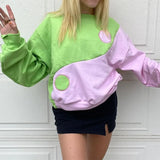 Geometry Patchwork Loose Oversized Hoodie Women Aesthetic Sweatshirt Casual O-neck Long Sleeve Pullovers Fall