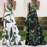 Printed Bouquet Waist Sleeveless Dress plus size clothing for women vestido de mujer boho