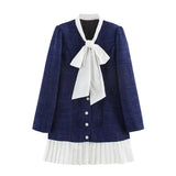 Homemade New Women's Dress Classic Chest-Bunted Bows Little Xiangfeng Heavy Industry
