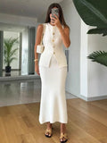 Women's Fashion Bodywear Body Armor Solid Color Body Repair Hip Two Sets Of Knitted Long Skirt Suit