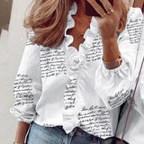 Boho Floral Print Slim Shirt Office Lady Retro Tops Women Casual Short Sleeve Sexy V-neck Ruffles Blouse 2022