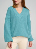 Winter Sweaters For Women 2022 Oversized V Neck Jumper Purple Loose Sweaters Knitted Warm Pullover Women Oversize
