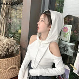 Crop Tops Fashion Hooded Casual Tshirts Women Clothing Long Sleeve Gothic Tees Korean Off Shoulder Sexy Y2k T Shirt-Outfit