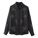 Street Style Beaded Embroidered Shirt With Beaded Embroidered Pants In Spring 2024-Outfit