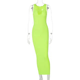 Summer Ribbed Knitted V Neck Black Long Dress Women Sleeveless Slim Party Club Elegant Female Bodycon Midi Dress Streetwear