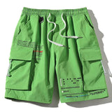 Men Cargo Shorts Summer New Men's High Street Letter Casual Shorts Drawstring Pocket Knee Length Shorts