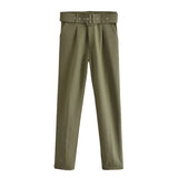 2025 New 褶皱 Multi-Colored Harun Pants Casual Solid-Colored Small-Footed Women's Trousers