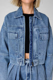 Work Style Denim Jacket Women's High-Rise Loose Thin Short Suit