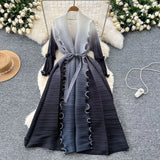 Strap Long Three-Home Folded Coat Female Fashionable Gradient Wood Ear Pressure