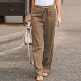 Simple Comfortable Elastic Waist Linen Trousers