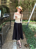 Xixi 2025 Spring New Temperament Commute High-Waisted Half-Body Skirt A Folding A-Word Skirt