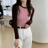 Long-Sleeved T-Shirt With A Long Sleeved T-Shirt And A Short-Style Early Spring High-Waist Design Blouse-Outfit