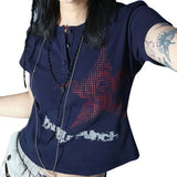 Women y2k Clothes Crop Tops Summer 2024 T-shirts Vintage Aesthetic Short Sleeve Tees Female Clothing Young Girls Streetwear-Outfit