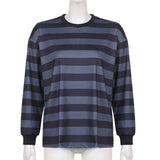 2021 Striped Oversized Harajuku Sweatshirts Korean Fashion Homewear Preppy Pullovers Women Casual Autumn Winter