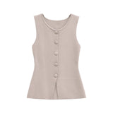 Homemade New Women's Classic Soft Buckle Vest Blouse