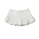 Y2K Side Zipper Grey Pleated Mini Skirt Sexy Low Waist Short Skater Skirts-Outfit