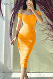 Women Sexy Bodycon Draped Solid Color Long Dress Elegant Backless One Off Shoulder Casual Party Club Corset