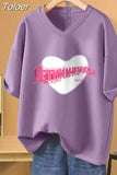 100% Cotton L-5XL Plus Size T Shirt Bunny Print V Neck Tshirt Short Sleeve Women Top Basic Summer Couple Solid T