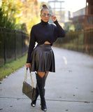 Sexy Nightclub Party Solid Color Leather Swing Mini
