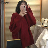 Women Fall Sweater Loose Soft Lazy Japan Style Fashion Casual Tender Kawaii All-match Preppy Basic Mujer Young Warm