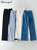 Women Jeans Boyfriend Loose Fit Denim Pants Spring Vintage Classic Straight Leg Jeans For Women High Waist