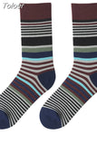 1 Pair Men Dress Socks Cotton Colorful Striped Plaid Printed Comfort Happy Socks Skate Funny Geometry Dot Wedding