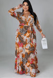 Plus Size Print Wrap Maxi Dress with