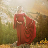 Women's Wear 2023 Pregnant Women's New Shoulder-Mopped Floor Dress Long Dress Photography Photo Large Dress-Outfit