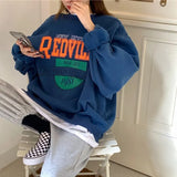 Women Fleece Letter Printed Pullover Sweatshirts Long Sleeve Casual Sports Lady Oversized Hoodie For 2021 Autumn Korean