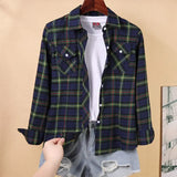 Plaid Shirts Women Tops And Blouses 2021 Brand Casual Long Sleeve Plus Size Blouse Ladies Preppy Style Shirt Blusas