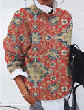 Grinding Flower Printed Loose Long Sleeves